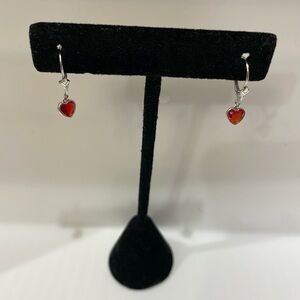 Girls white gold heart earrings